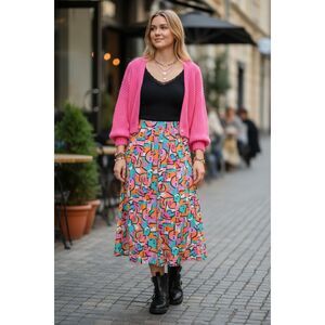 Haberdasher Midi Skirt Juniors Size 5 Vintage 90s Twee Pleated Abstract Artsy